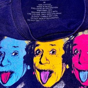 Vintage Einstein Black Tee with Muilti